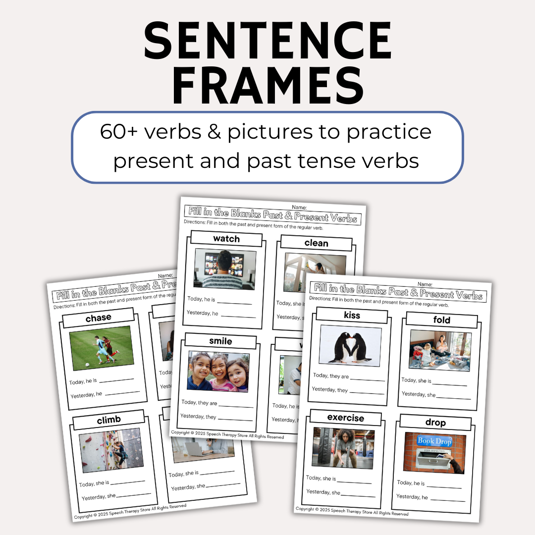 sentence frames present to past tense verbs