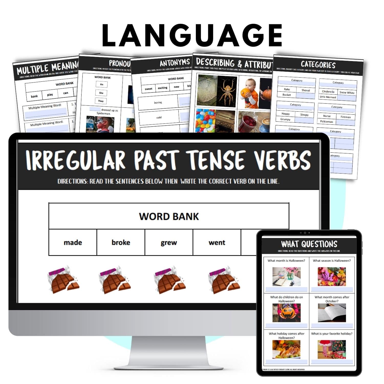 speech therapy halloween language skills