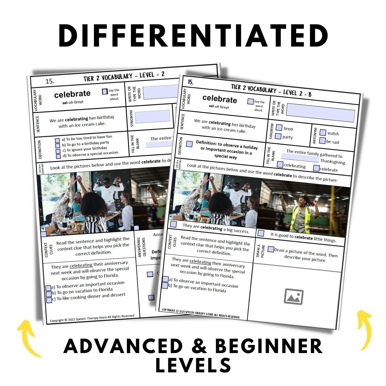 tier 2 vocabulary words differentiated 1st grade