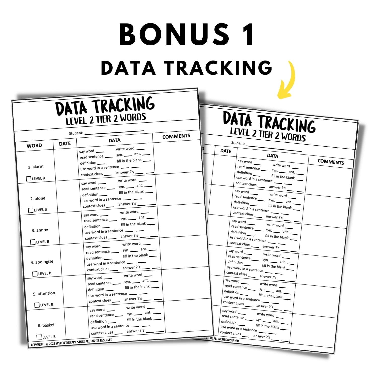 tier 2 words data tracking 1st grade