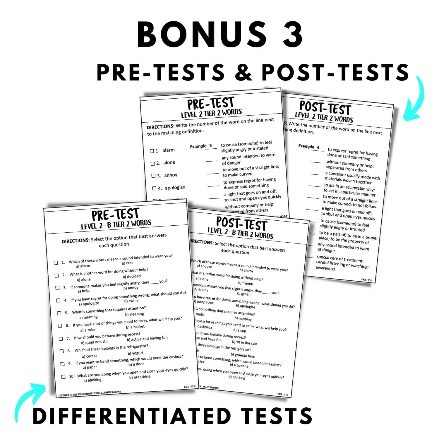 tier 2 words tests 1st grade