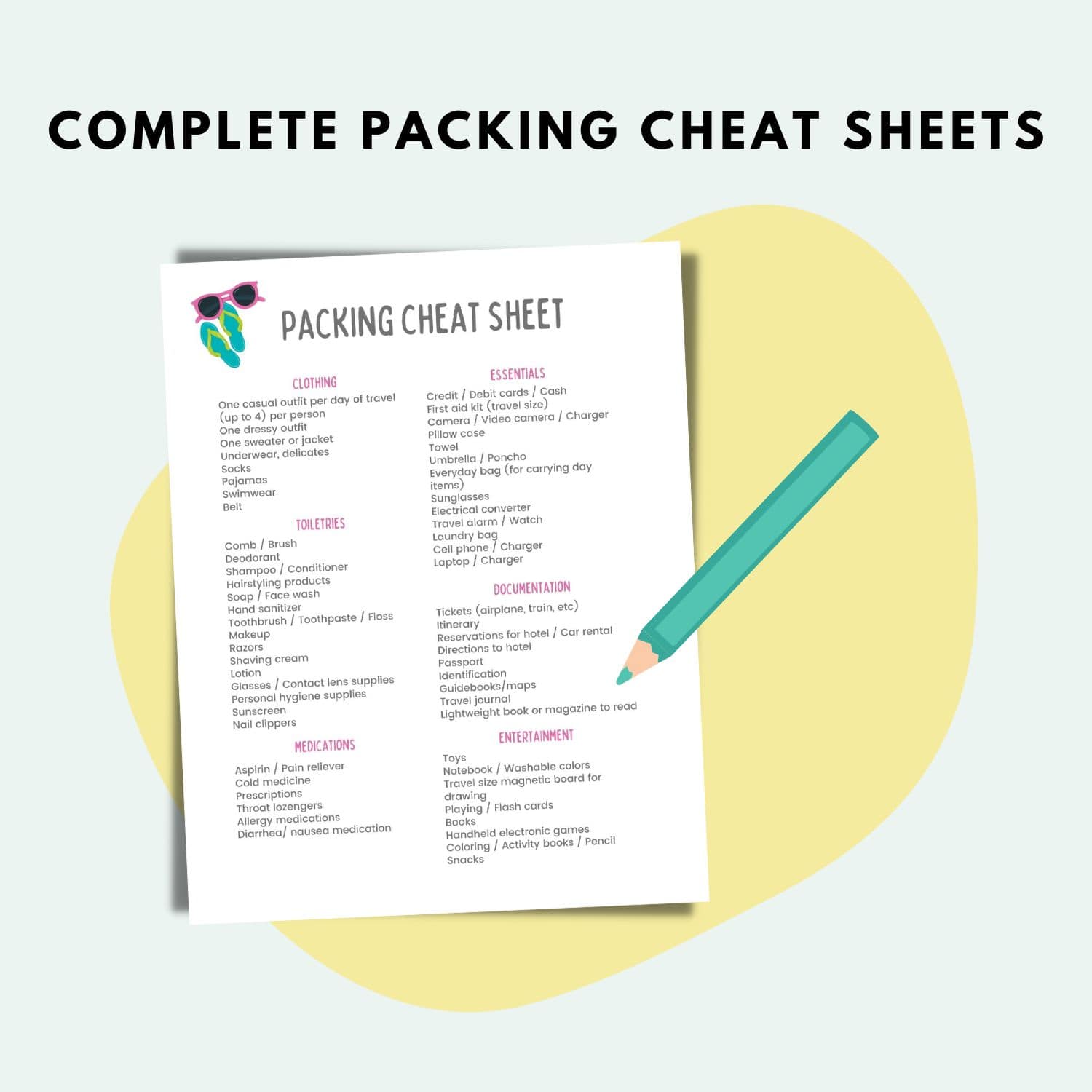 travel planner packing list