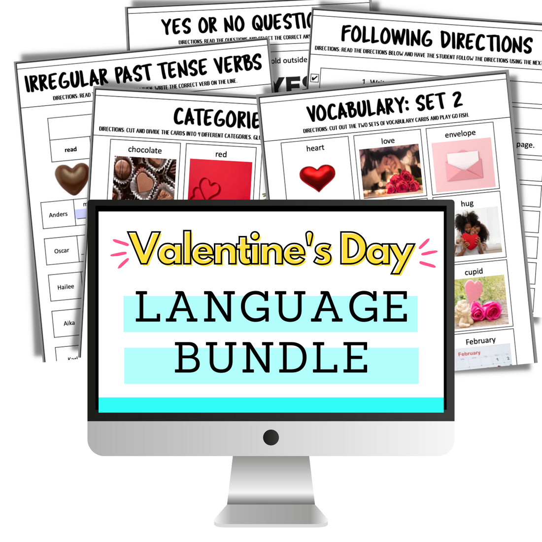 valentines day language bundle speech therapy