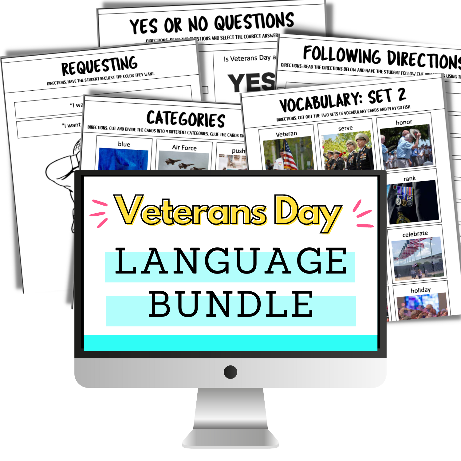 veterans day speech therapy language bundle