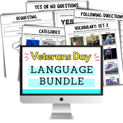 veterans day speech therapy language bundle