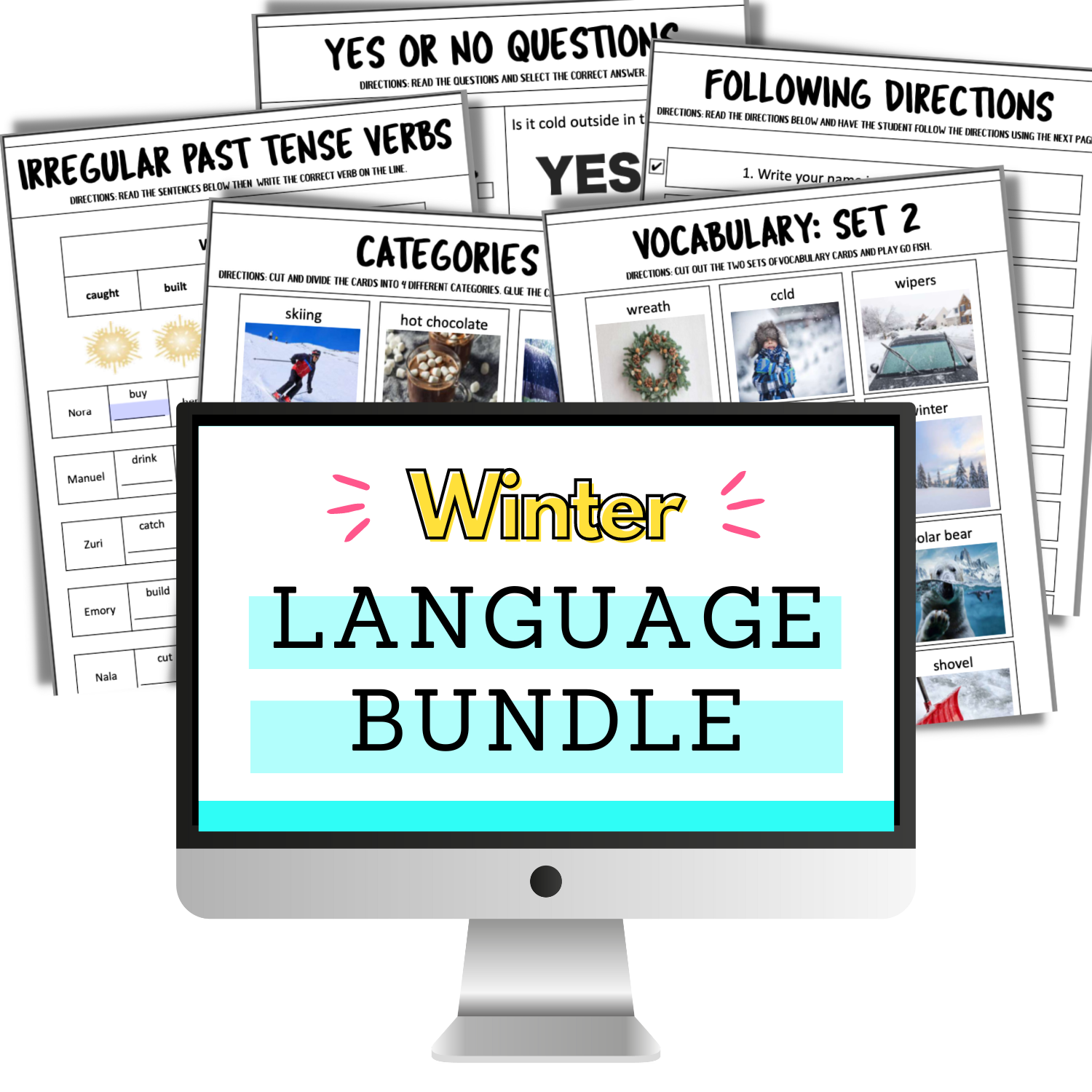 winter language bundle speech therapy