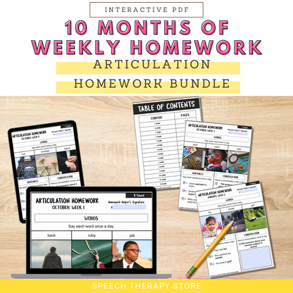 10 month articulation homework