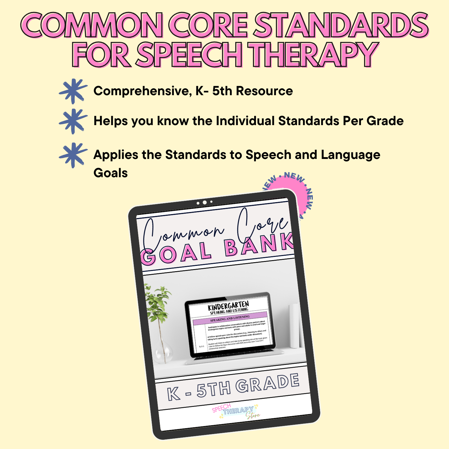 common core standards for speech therapy goal bank kindergarten 5th grade