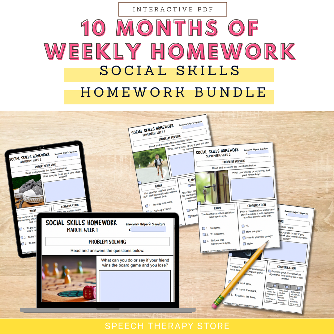 social skills homework bundle speech therapy