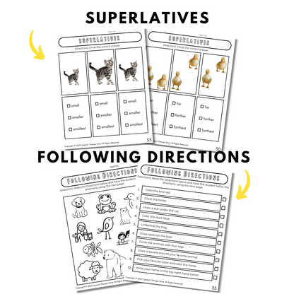 speech therapy brown bear superlatives and following directions