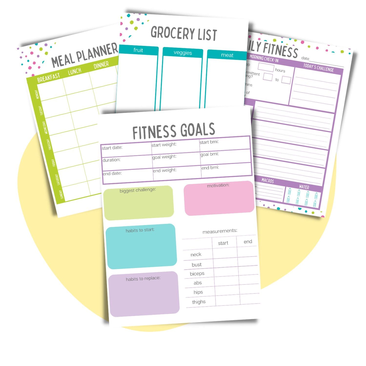 fitness planner lists