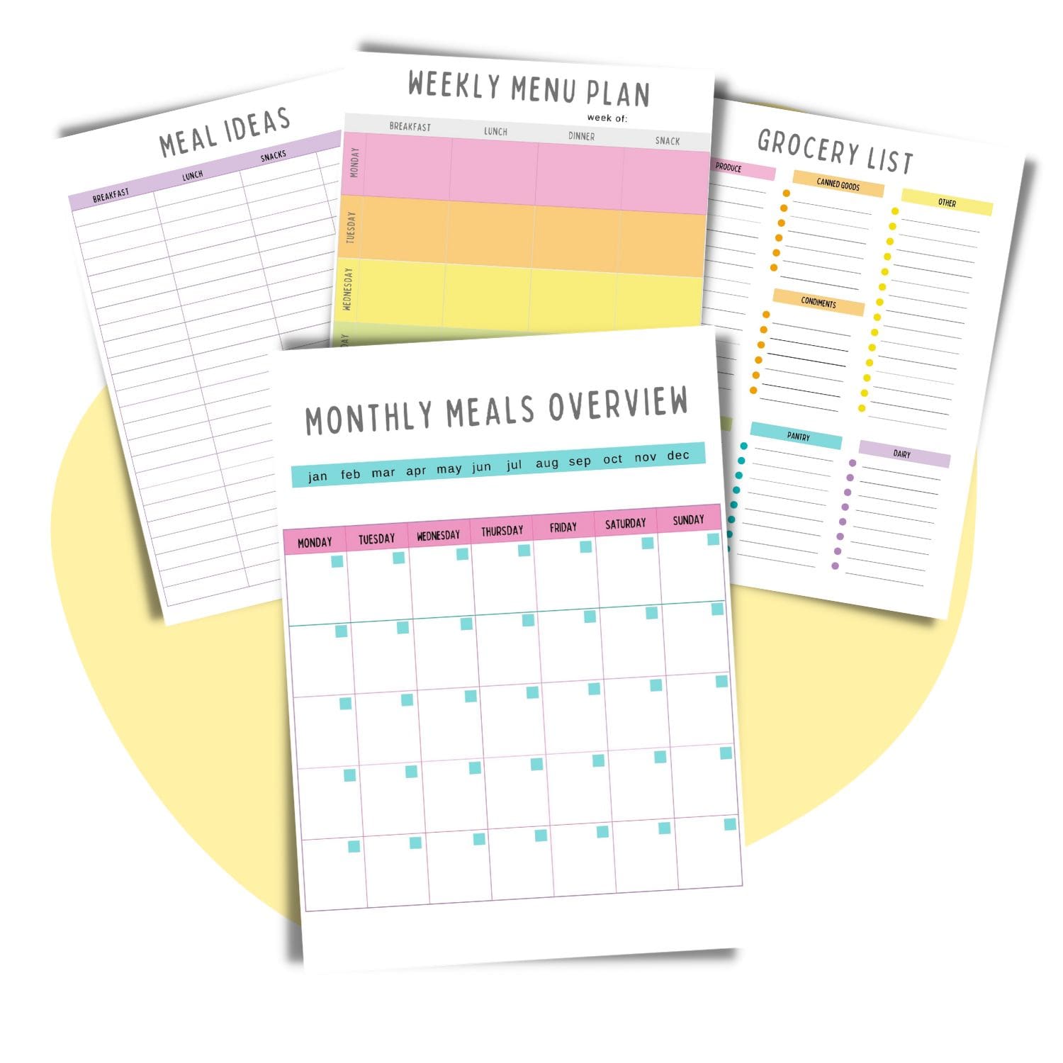 meal planner checklists
