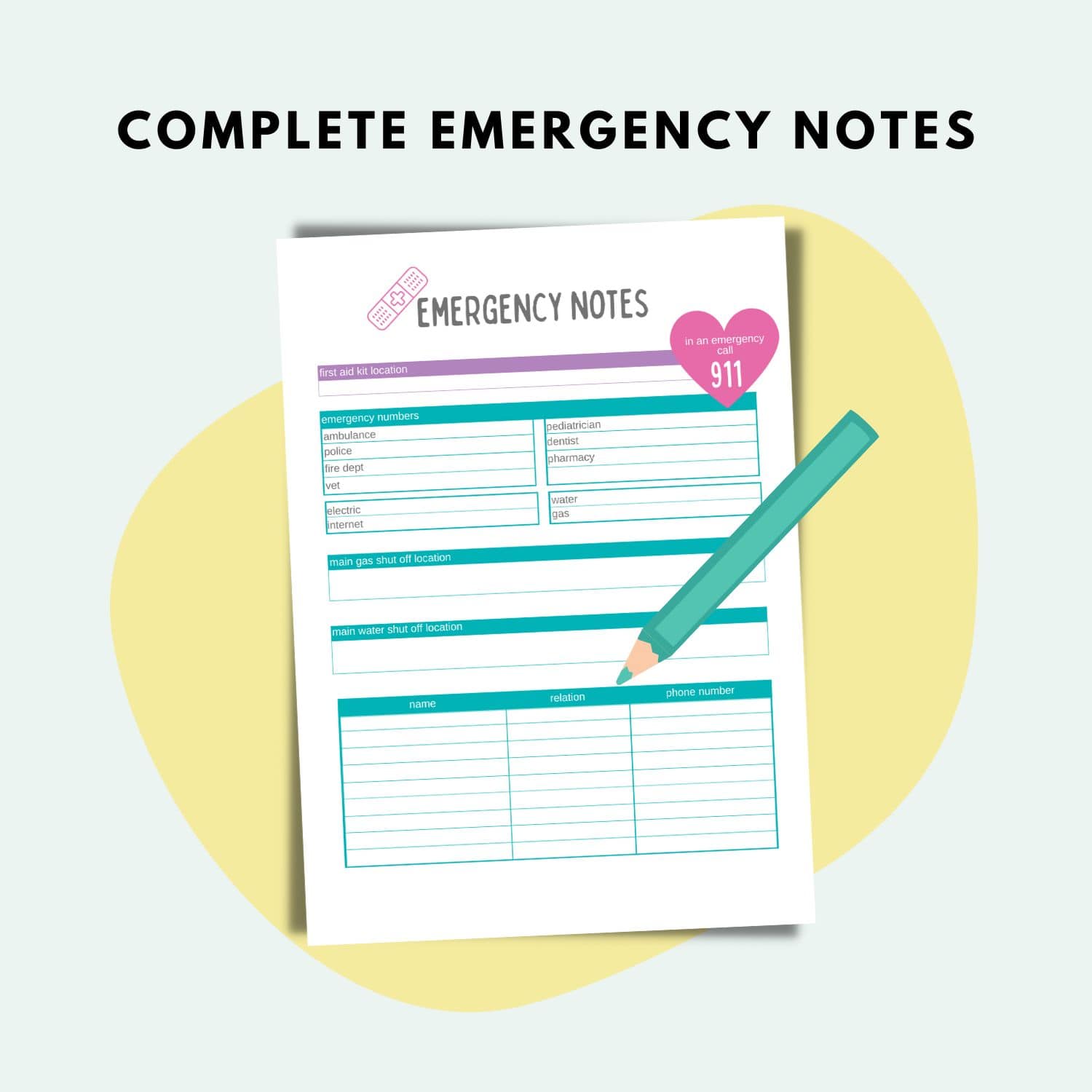 medical planner notes
